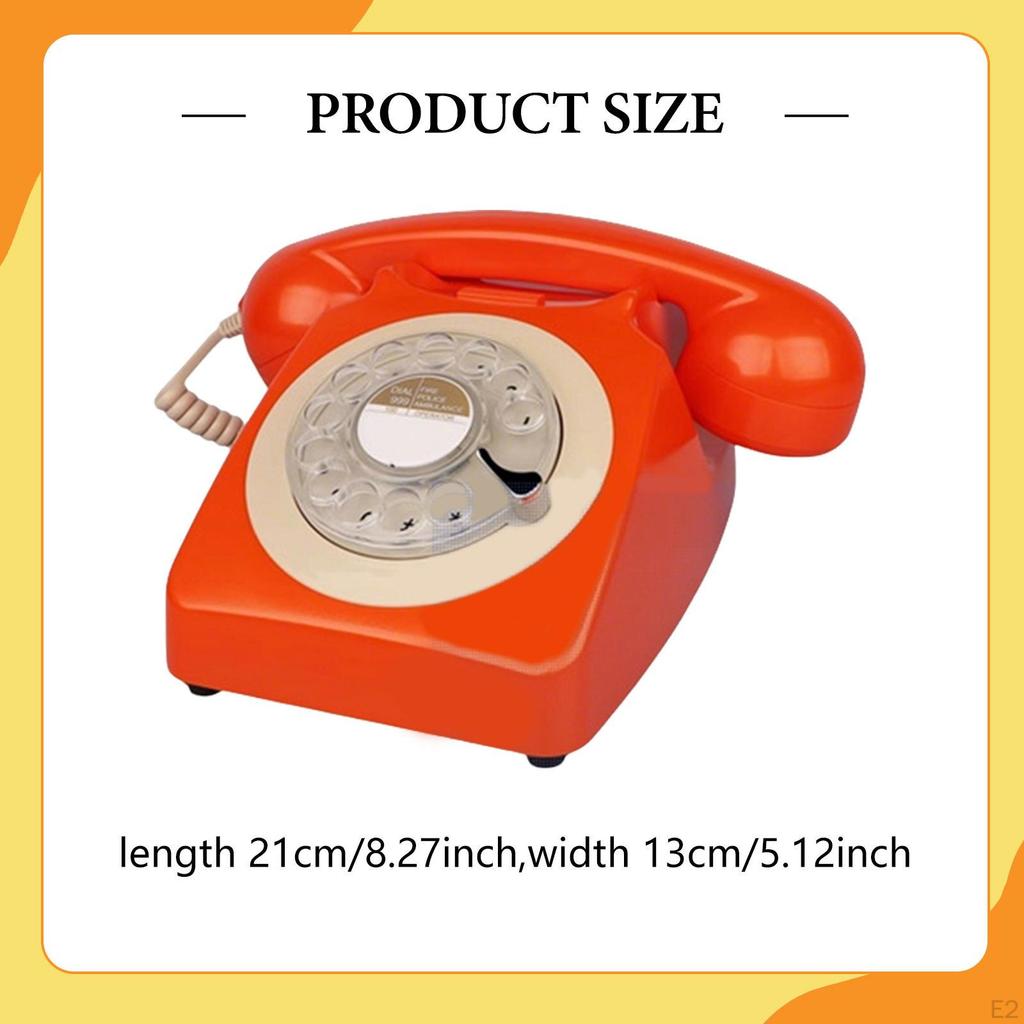 Vintage Styles Rotary Phone with Metal Bell Old Corded Desk Telephone