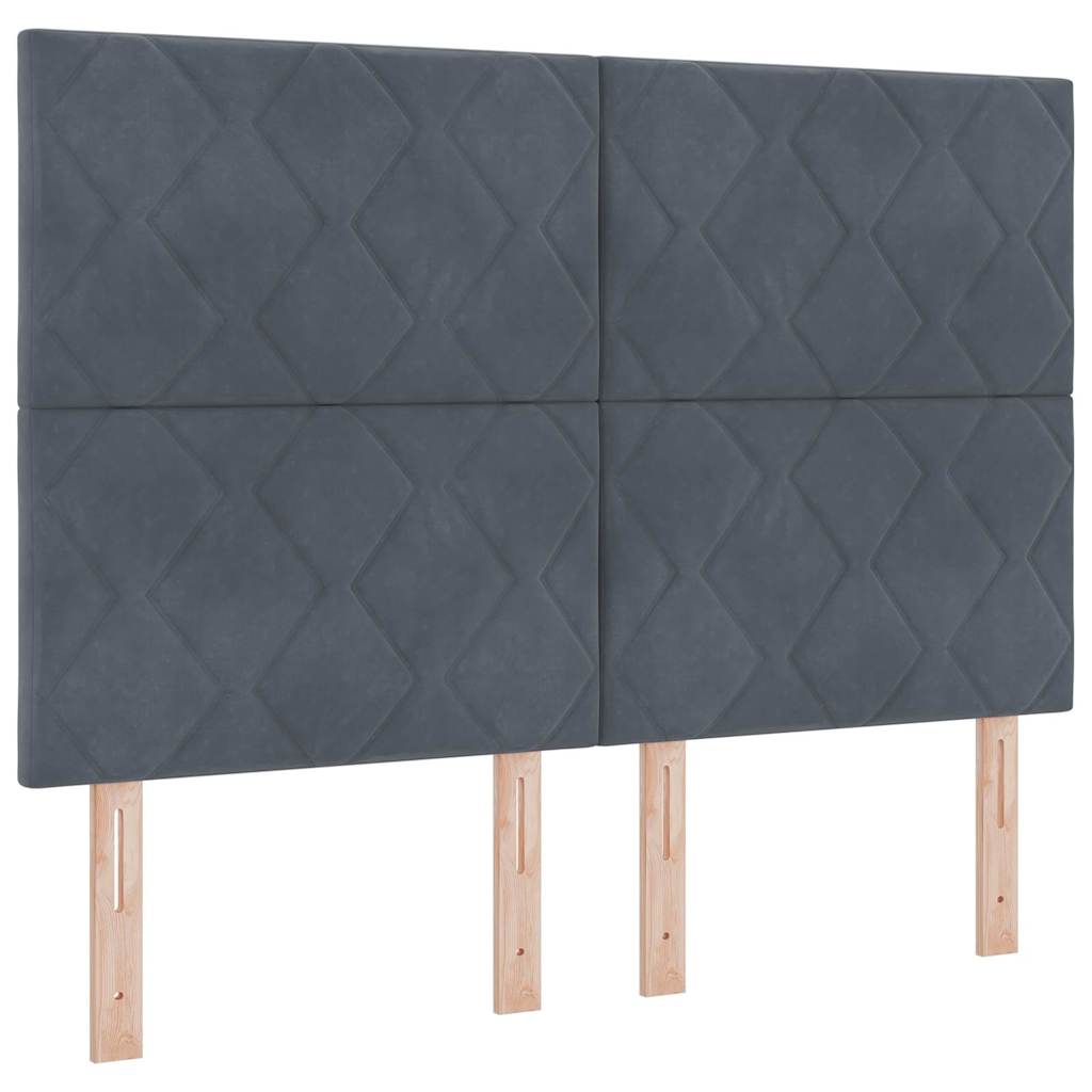 Boxspring Bed with Headboard Dark Grey 140 x 200 cm Velvet