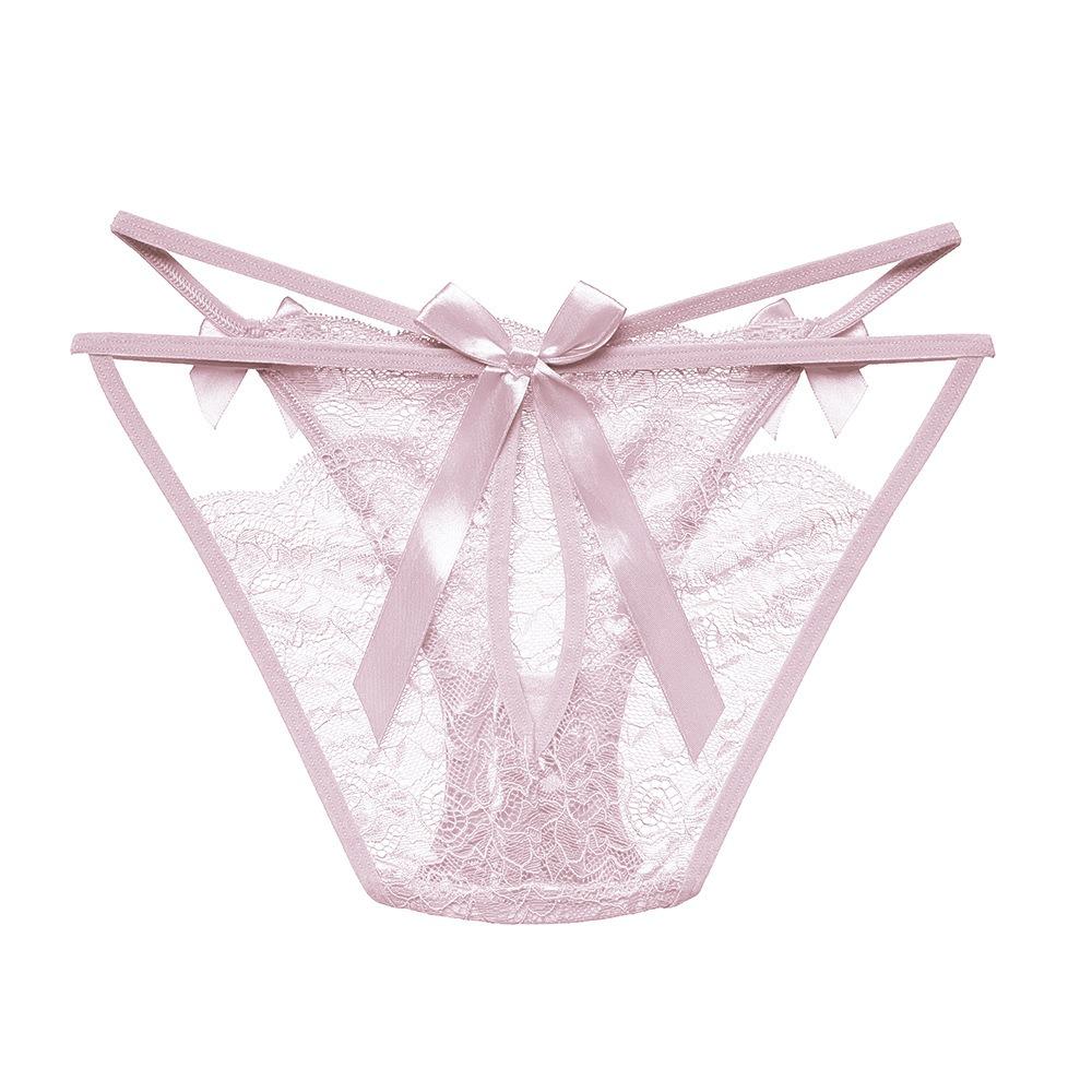 Sexy Lace Pure Lust Seduction Women's Briefs Mood Hollow Bow Mid-waist Comfortable Cotton Crotch Girl Panties