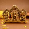 100% Pure Brass Lord Laxmi Ganesh & Saraswati Murti, God Idol, Gold Size- 8.0 Cm