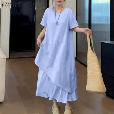 Women Casual Round Neck Summer Half Sleeve Loose Dress