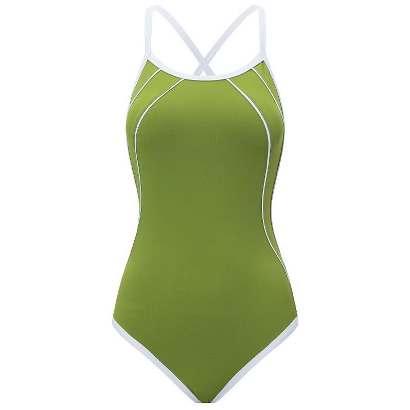 Low-split Racing Swimsuit Women's One-piece Belly Cover Slimming Sexy Swimming Pool Hot Sports