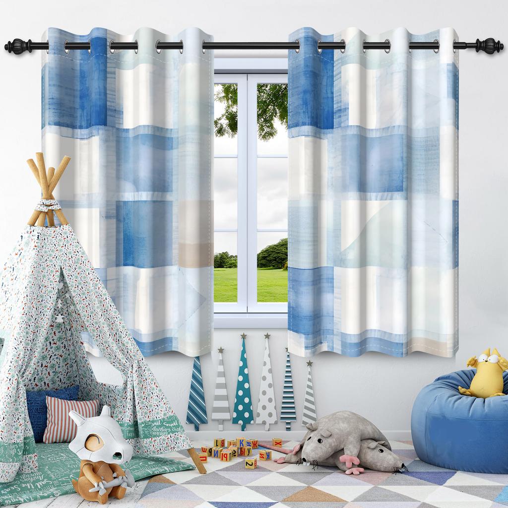 2 st Abstrakta Oljemålning Textur Fönstergardiner Sekretessavdelare Mörkläggningsgardin Lägenhet Sovrum Vardagsrum Mörkläggning