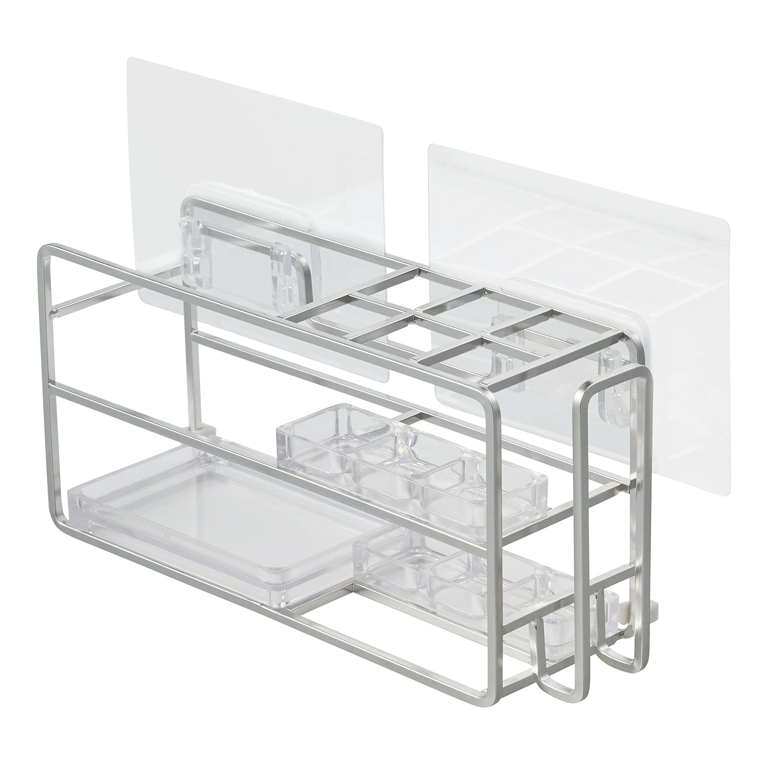 

Stainless Steel Toothbrush Holder with Adhesive Sheet SOROU (Antibacterial Tray) Wall-Mounted