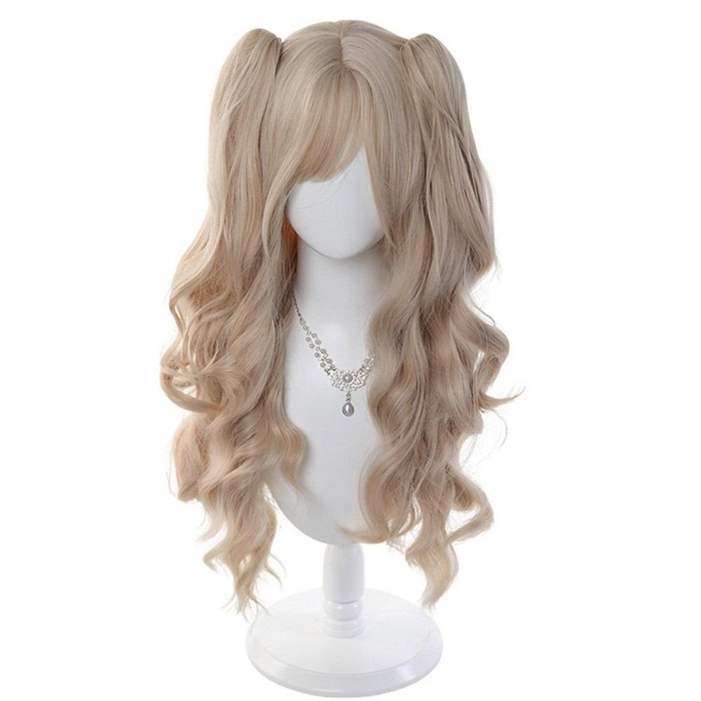 Synthetic Lolita Wig with Bangs Cosplay Halloween Harajuku Wig Long Curly Double Ponytail  Girl