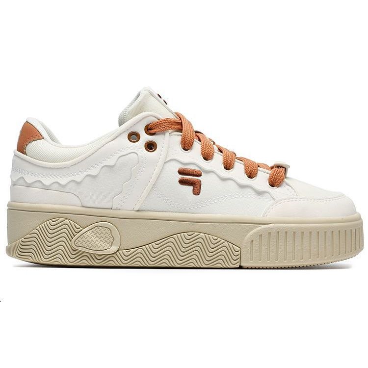 Fila Fusion Stack Cake Thick Sole Shock Absorption Low Top Skate Shoes Women Sneaker White Brown T12W232201FGB