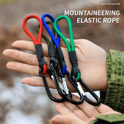 Carabiner Bungee Cord Portable Hanging Hook Strong Elastic Rope Multifunctional Connector Heavy Duty Latex Elastic Cord with Alloy Tent Accessories