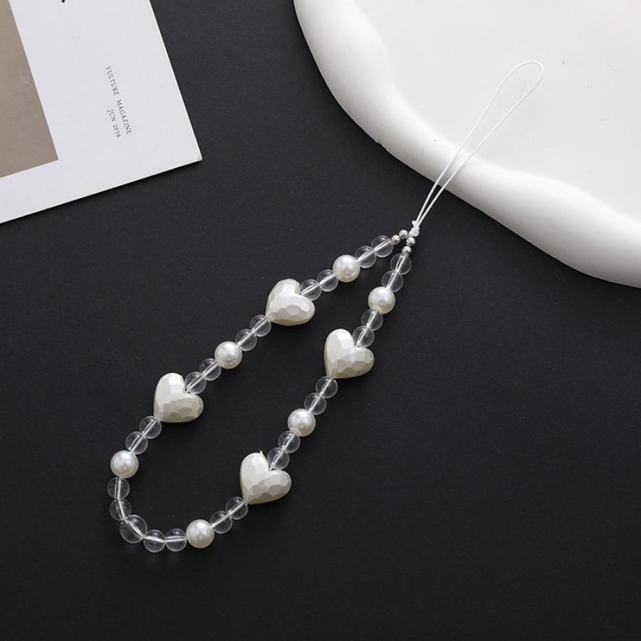 New Heart-Shaped Beaded Phone Chain, Wooden Heart Accessory, Anti-Drop and Anti-Loss Phone Case Pendant, Wristband