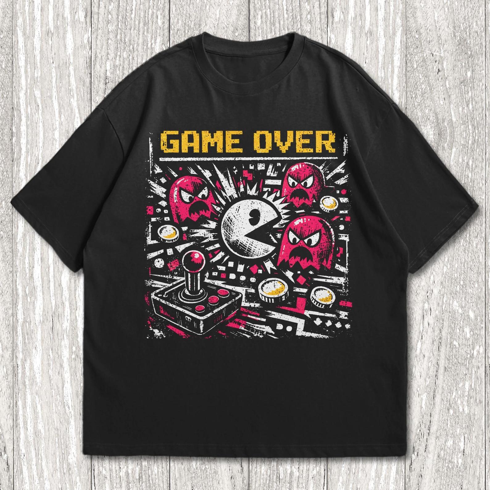 80s Gamer T-Shirt, Retro Game Over Arcade Shirt 4XL