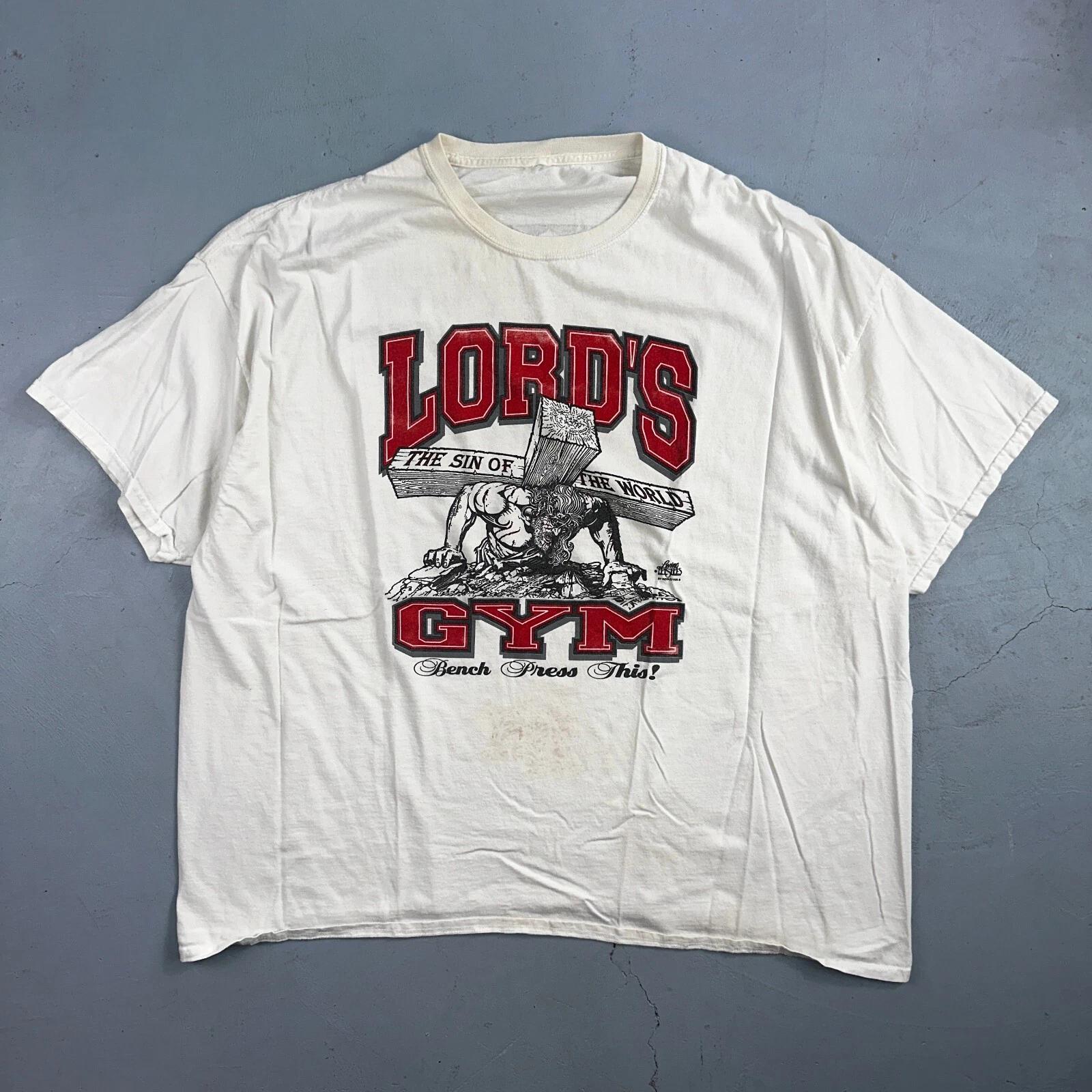 Rare Vintage 90s Living Epistles Lords Gym Graphic Jesus AOP Shirt 2XL Rap Band M