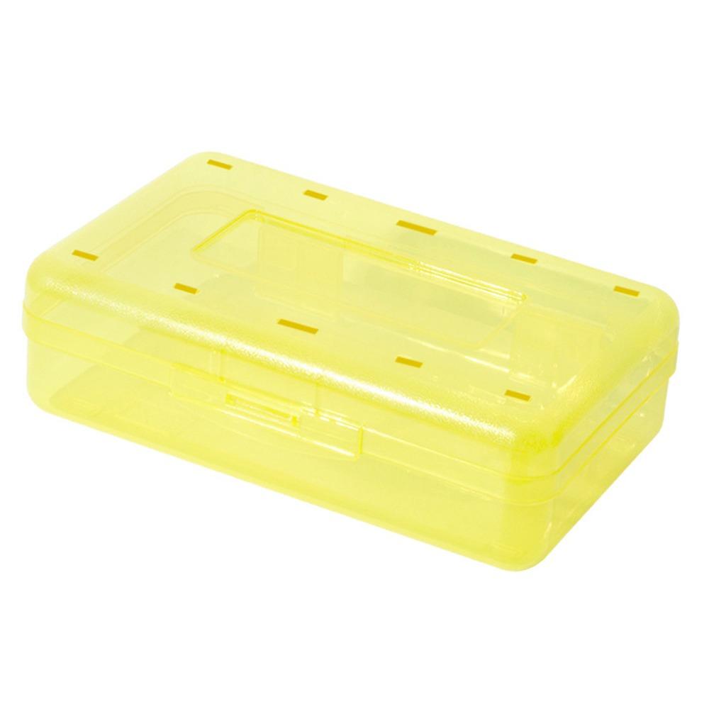 

Large Capacity Pen Box Transparent Marke Pen Organizer Durable Stationery Storage Box Students жёлтый