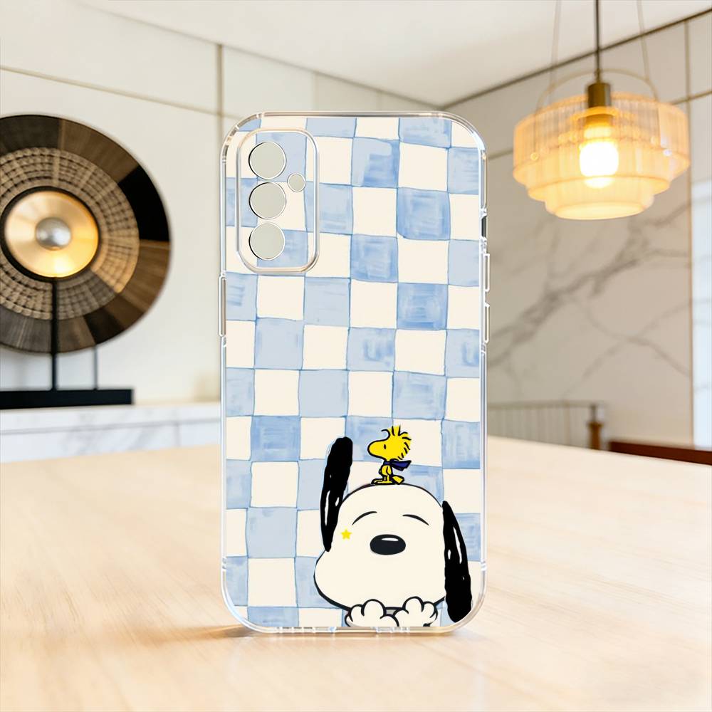 

checked striped S-noopp-y Phone Case For SamsungA10,12,20,21S,30,31,40,50,51,52,70,71 Transparent Cover Samsung a40