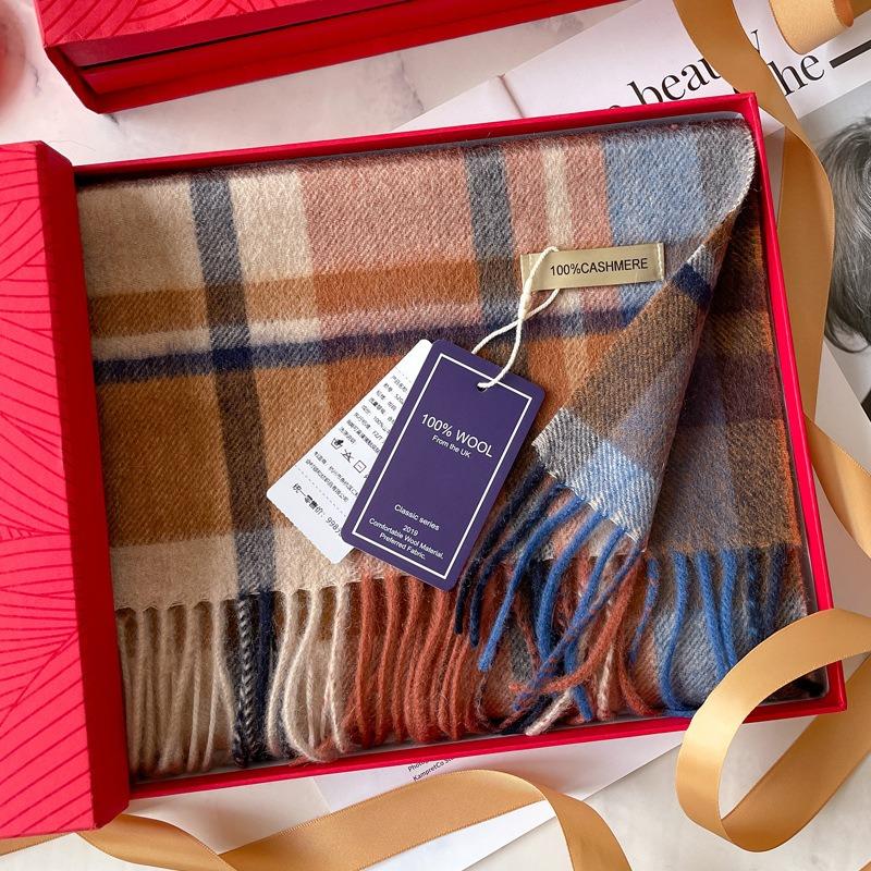 New pure cashmere scarf winter women's versatile water ripple couple scarf for elders