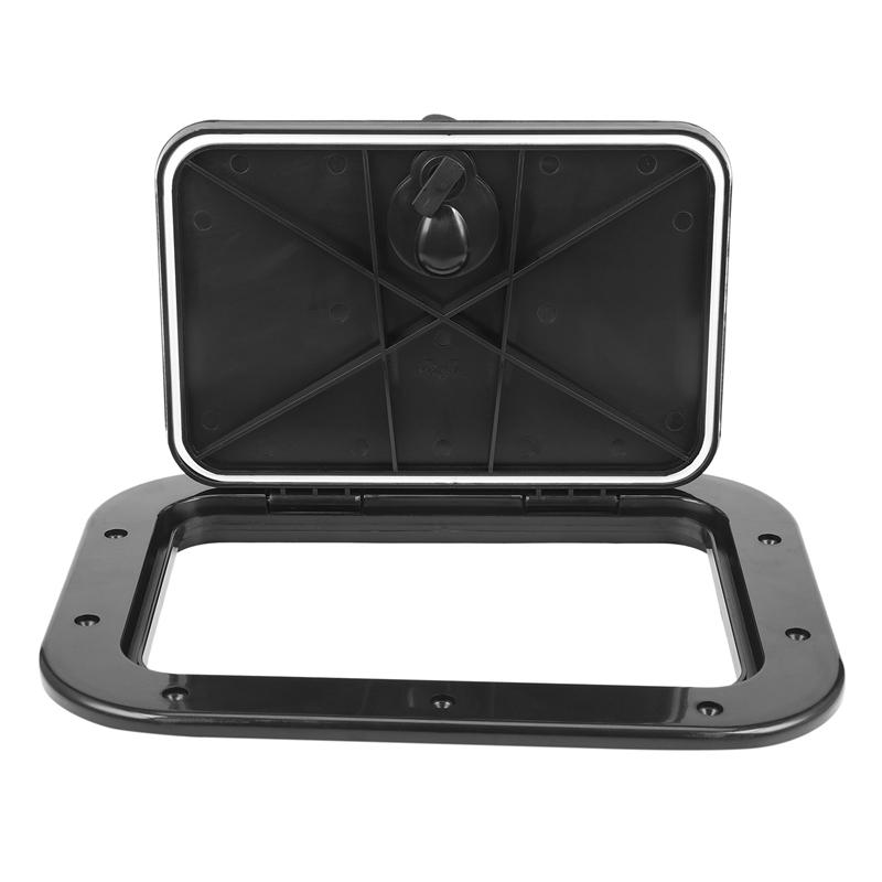 Marine Deck Plate Access Cover Pull Out Inspection Hatch with Latch for Boat Kayak Canoe, 14.96 x 11.02 Inch / 380 x 280mm -Blac
