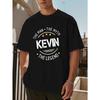 European Size Men's "THE MAN KEVIN THE LEGEND" Print Short Sleeve T-Shirt, Summer Casual Top