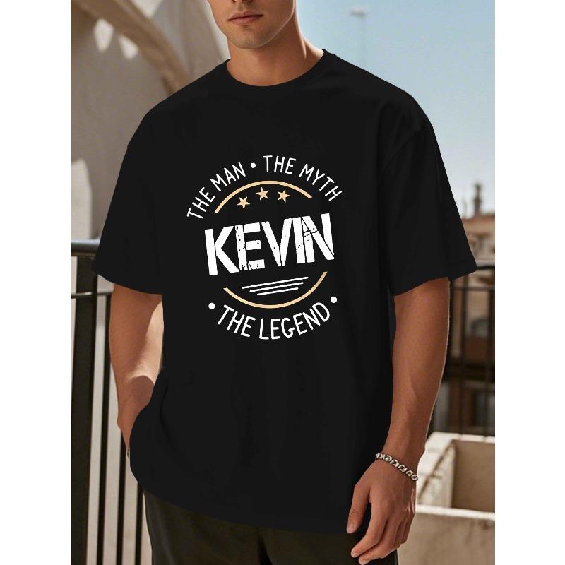 

European Size Men s THE MAN KEVIN THE LEGEND Print Short Sleeve T-Shirt, Summer Casual Top 4XL