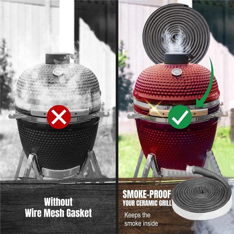 Für Big Green Egg Passend für Kamado Joe Classic-Dichtungs-Kit aus Drahtgeflecht-Glasfaser 150 Zoll Dichtungs-Ersatzkit