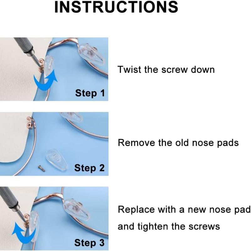 Brillen-Nasenpads, verbesserte weiche Brillen-Nasenpads mit Luftkammer aus Silikon, 5 Paar einschraubbare 15-mm-Brillen-Nasenpads mit Schrauben