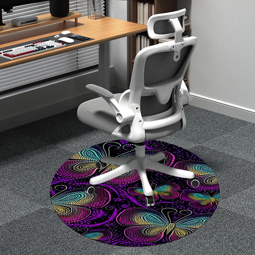 

1pc Butterfly Dots Office Round Area Rug, Indoor Mat Suitable ForOffice, Under Office Chairs Bedroom Living Room Home Decor, Room Deco D098 80cm by 80cm
