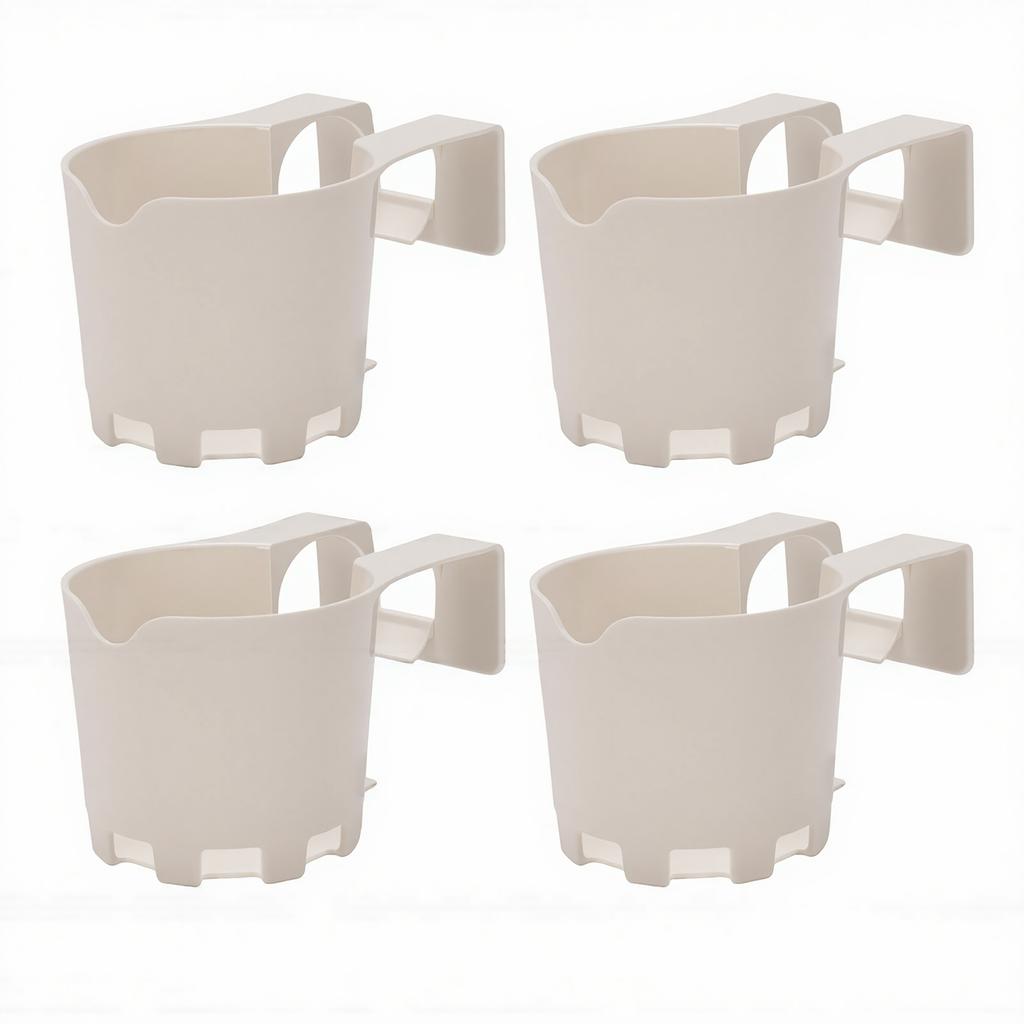 4pcs Poolside Cup Holders Multifunctional ABS Plastic Clamp On Pool Drink Holders for Above Ground Pools White