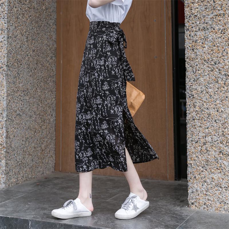 

TERRE BLEUE Women s High-Waist A-Line Midi Skirt with Side Slit XL