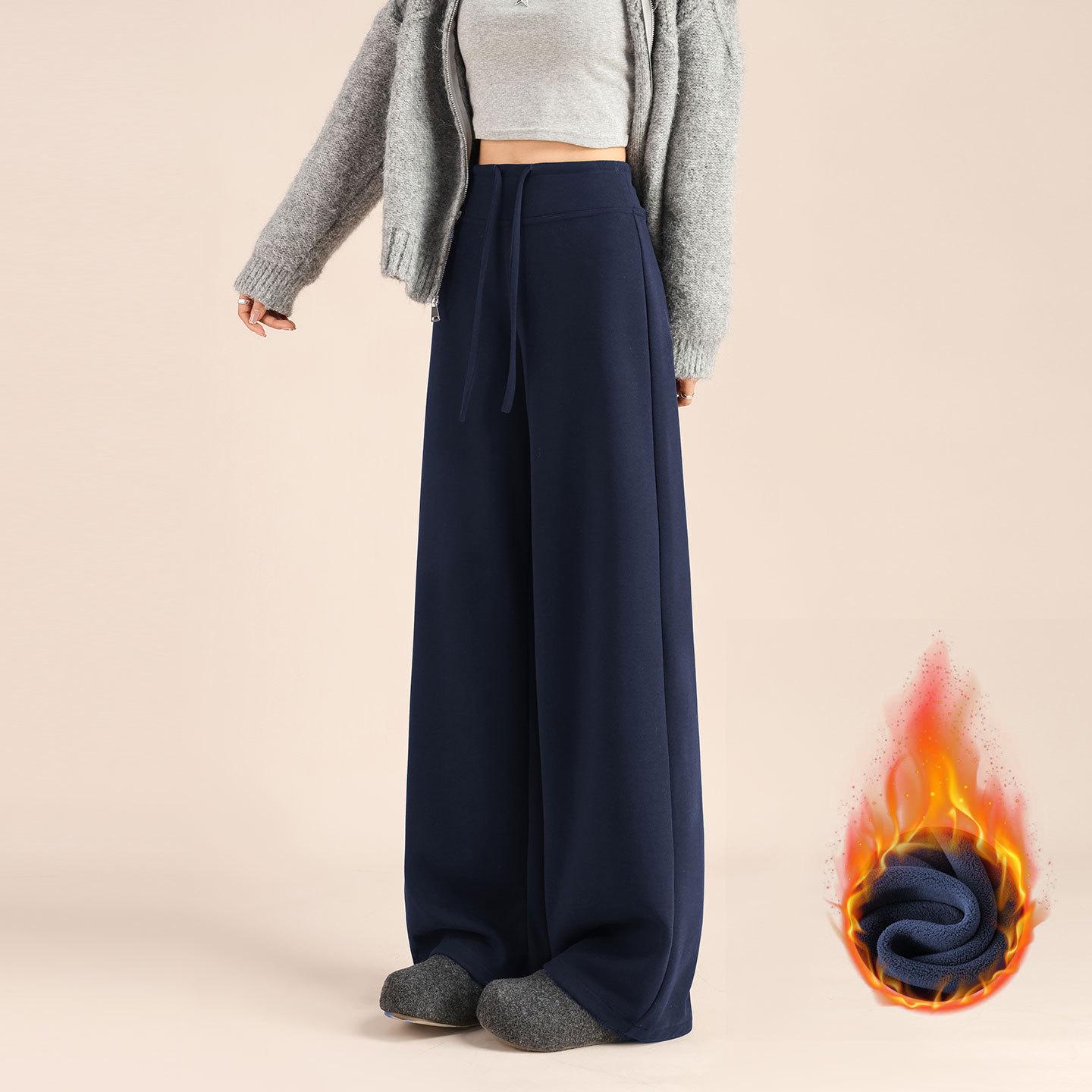 

Dark Grey Women s Plus Velvet Warm Narrow Straight-Leg Wool Pants XL (Recommended 130-145 lbs)
