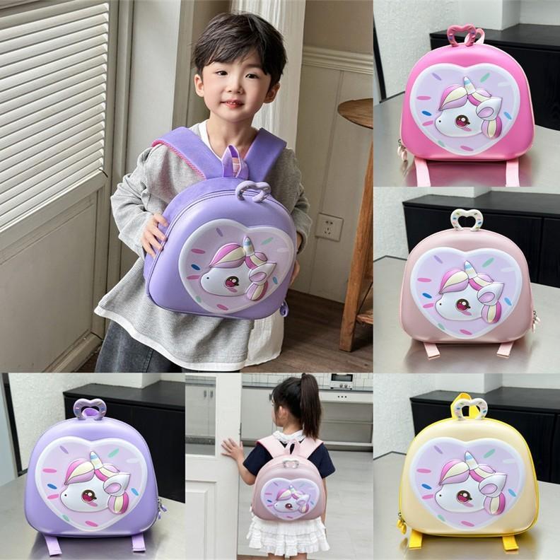 Cartoon Kids Backpack With 3d Egg Shell Unicorn Pattern For School And Kindergarten