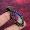 Rainbow Solar Quartz Druzy Gemstone Pendant Copper Wire Wrapped Designer Jewelry