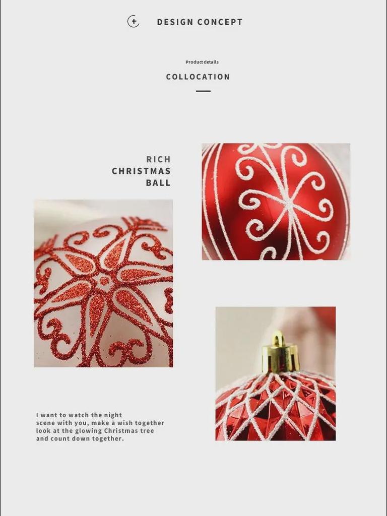 Christmas Decorations Set of 16: Red & White Special-Shaped Painted Ball Ornaments for Tree Pendants