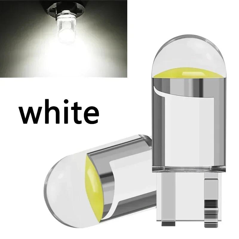 2/50Pcs W5W Led T10 Car Light COB Glass 6000K White Auto Automobiles License Plate Lamp Dome Read DRL Bulb Style 12V