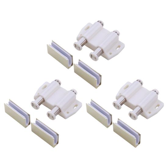 1/2/3 Sets Magnetic Glass Door Catch Latch Closure Adhesive Mounting Push Open Single Glass Door Catch with Cabinet Clamp Fit for 3-6mm Glass