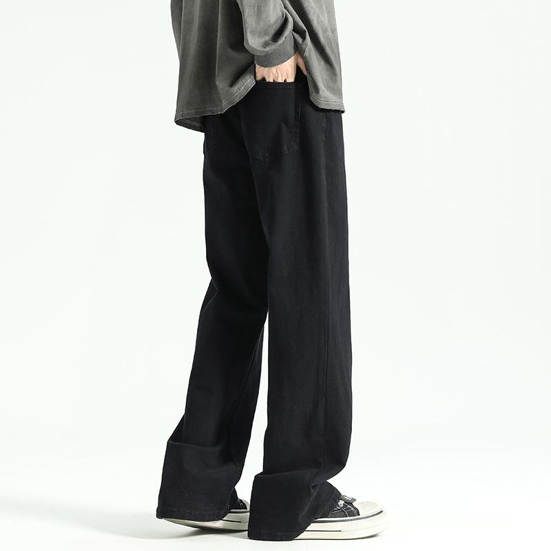 American High Street Black Jeans Men's Loose and Handsome Slim Trousers