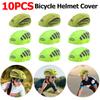 10PCS Cycling Helmet Cover with Reflective Strip Waterproof and Windproof Safety Riding Hat Adjustable Bicycle Helmet Cover