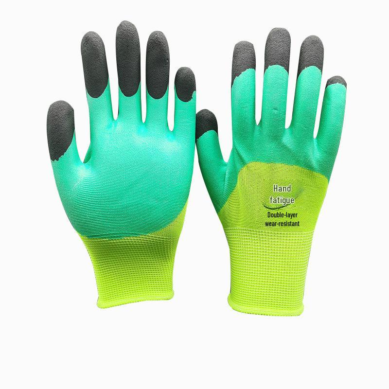 Reinforced Foam Non-Slip Breathable Work Gloves - 13-Needle Latex Construction Safety Gear