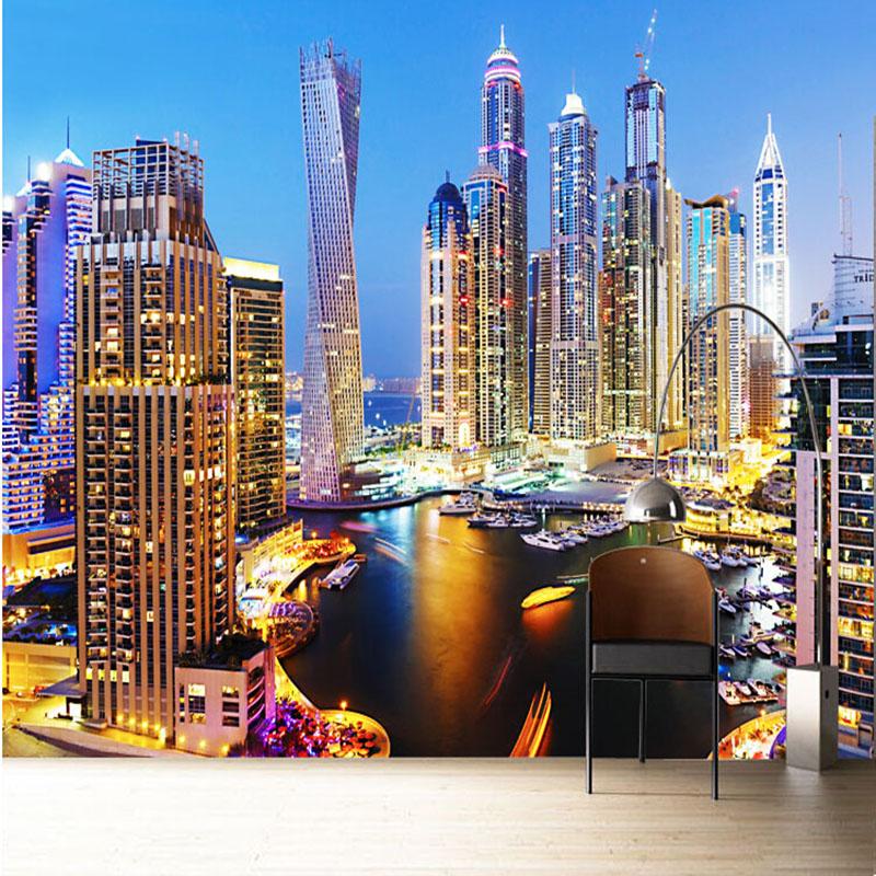 

3D Wallpaper Beautiful Dubai Night Landscape Mural Living Room TV Sofa Office Backdrop Wall Fresco Latest Decor Papel De Parede 200 cm(W) x 140 cm(H)