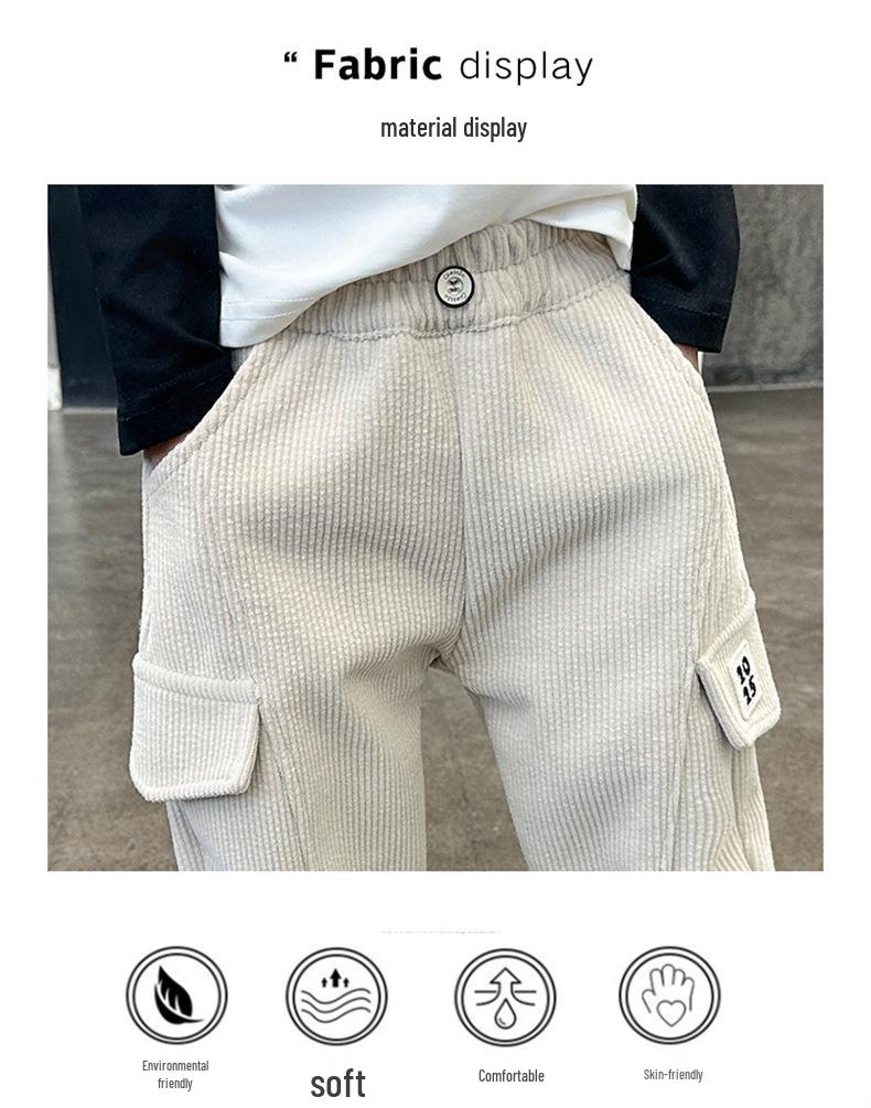 Boys' Cargo Trousers - Spring & Autumn 2025, Casual Korean Style for Small & Medium Children