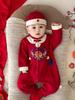 Chinese Style Winter Newborn Onesie Romper for First Birthday, Full Moon, and New Year Celebrations