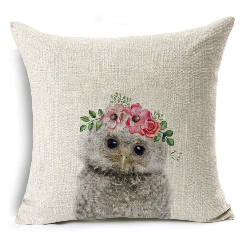 New Cute Little Animal Linen Pillowcase Home Sofa Pillowcase