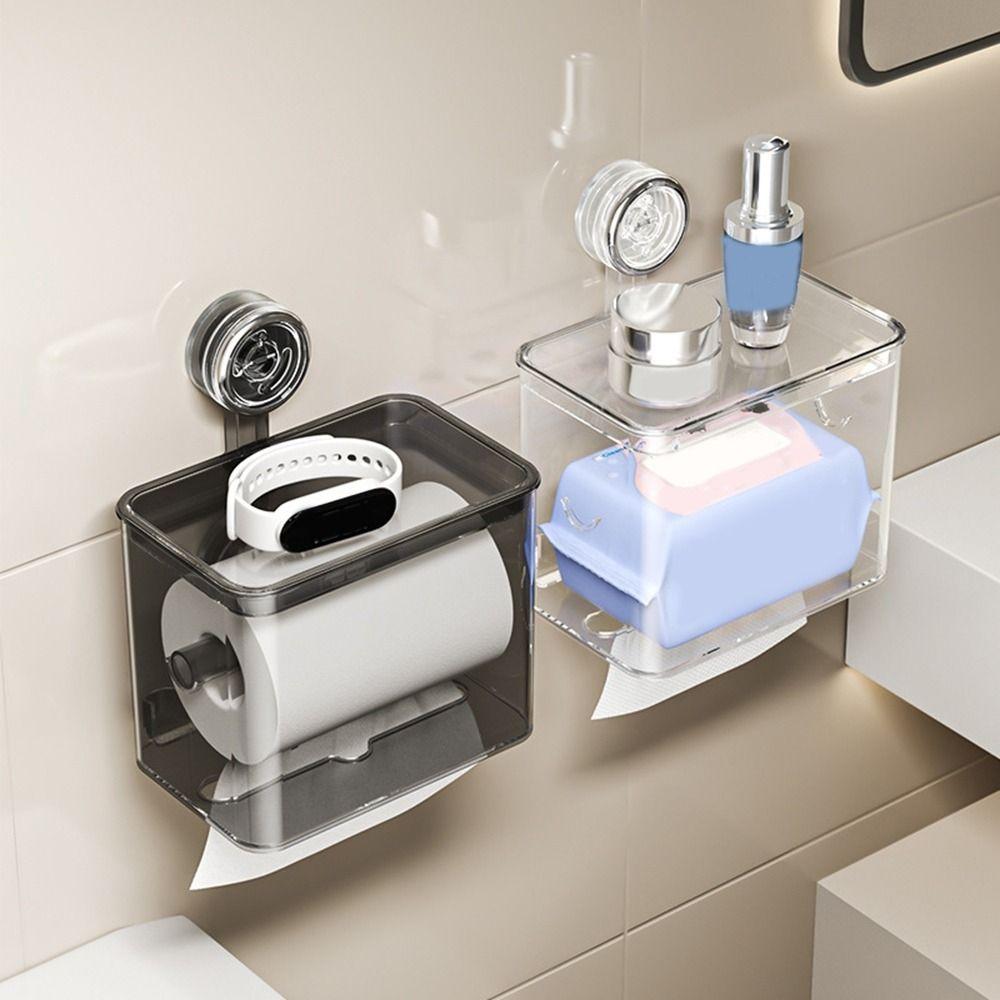 Transparent Suction Cup Tissue Box Wall Mounted Tissue Storage Box Napkin Box  Living Room