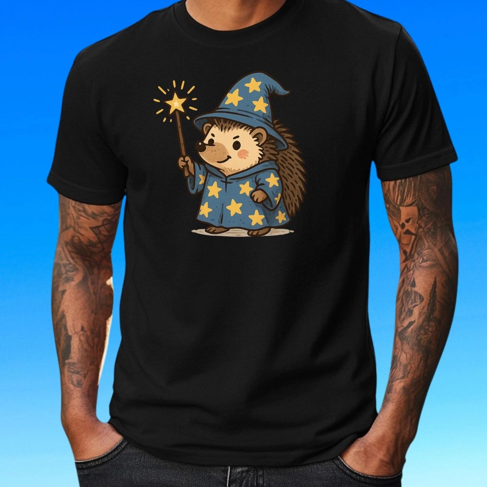 T-Shirt Herren Igel Zauberer Motiv Baumwolle Größe S bis 5XL M