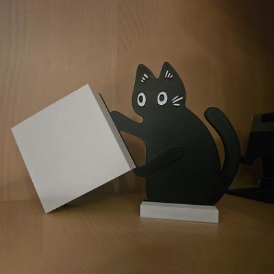 Cat Pushing Box Storage Box Cute Cat Desk Decorative Ornament Pen Holder Stationery Storage Dry Flower Vase Small Item Storage