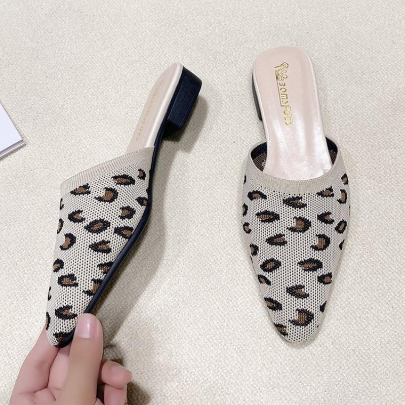 2024 Summer New Red Half Slippers Bao Head Sandals High Heels Slippers Women Wear Fashion Thick Bottom Pointed Head