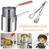 Kitchen Fryer with Strainer & Food Tongs Stainless Steel Tempura Small Deep Frying Pan Deep Fryer Pot for Kitchen Fried Chicken