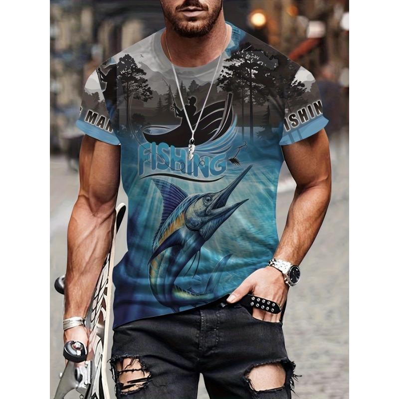 Fashion 3D Carp Fishing Men T-Shirt Fashion O-Neck Short-Sleeve Oversized