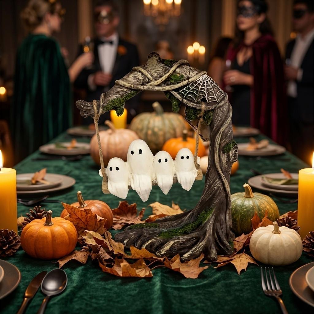Halloween Swing Tree Decoration - Resin  Figures with, Cute Table Decor for Party, Home, House