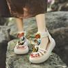 Fashion High Quality 5CM Cow Genuine Leather Flats Flower Women Boots Hollow ZIP Pumps Shoes Summer Platform Wedge Mary Jane Sandals