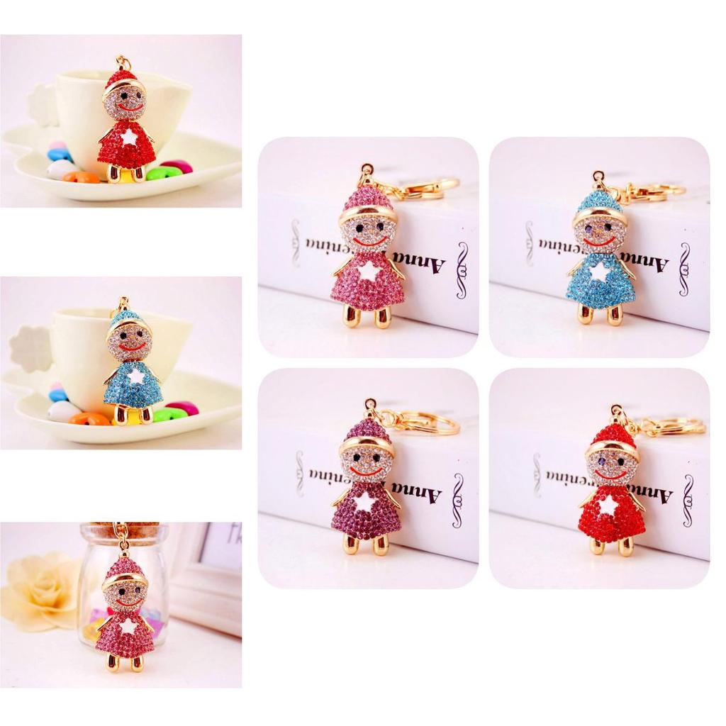 Cute Snowman Keychain For Women Sparkling Rhinestone Zinc Alloy Christmas Gift