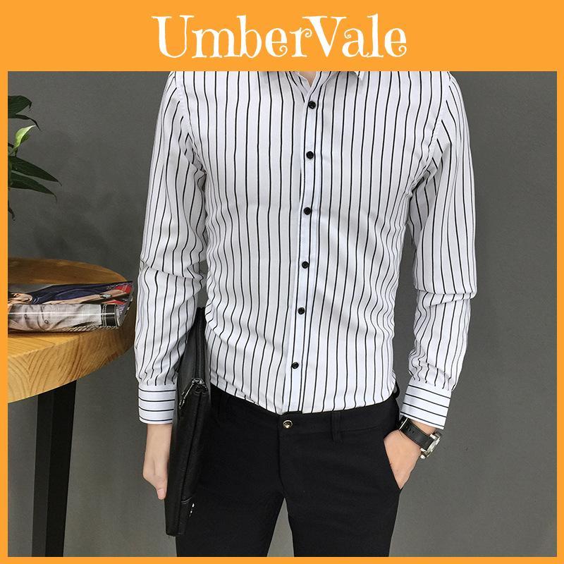 Stylish And Classy New Large Vertical Stripes Long-sleeved Shirt For Men