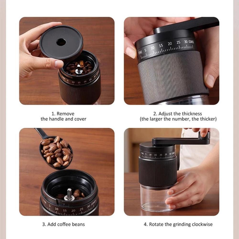 Manual Coffee Grinder 35 Gears Adjustable Settings Handheld Coffee Bean Grinder Mill Ceramic Grinding Core Coffee Maker for Home