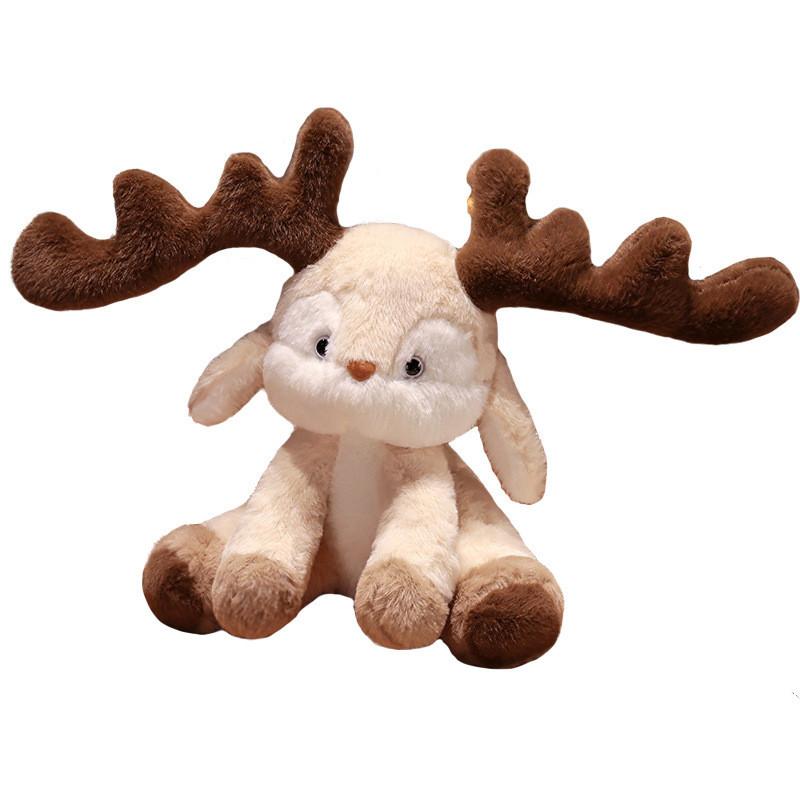 Reindeer Christmas Scarf Plush Toy Big Eared Elk Stuffed Animal Doll Gift 35cm